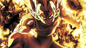 Powerful Vegeta ready for battle in a dynamic pose Wallpaper