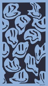 Preppy Smiley Face Warped Blue Pattern preppy smiley face wallpaper
