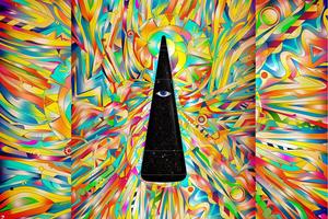 Psychedelic colors accompanied by abstract shapes create a mesmerizing artistic vision. trippy wallpaper