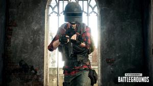 pubg - a man with a gun in front of an old building pubg wallpaper
