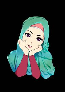 Purple-Eyed Girl Hijab Cartoon hijab cartoon wallpaper