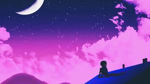 Purple Girl Alone alone girl wallpaper