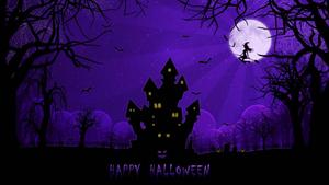 Purple Happy Halloween Mansion halloween wallpaper