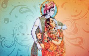 Radha Krishna 3D Blue And Orange Background radha krishna 3d wallpaper