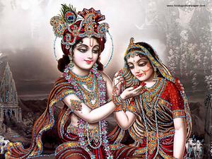 Radha Krishna 3D In Brown Garments radha krishna 3d wallpaper