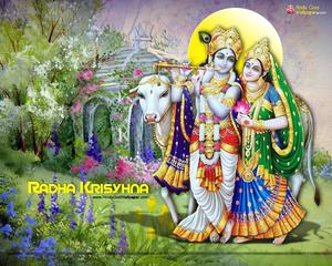 Radha Krishna 3D In Garden Setting radha krishna 3d wallpaper