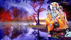 Radha Krishna 3D Serenading On Lake radha krishna 3d wallpaper