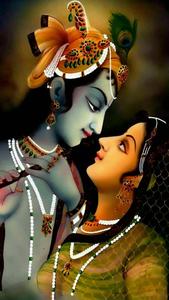 Radha Krishna Artwork Almost Kiss Picture Wallpaper