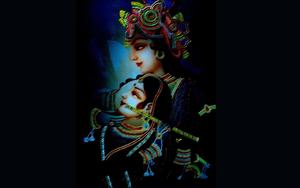 Radha Krishna Artwork On Black Picture Wallpaper