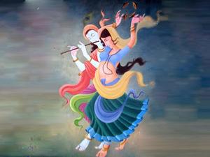 Radha Krishna Colorful Painting Picture Wallpaper