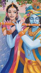 Radha-Krishna Drawing Wallpaper