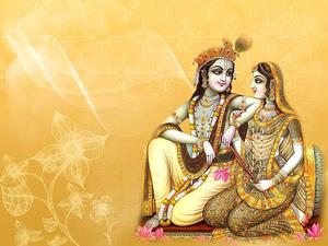 Radha-Krishna Gold Art Wallpaper