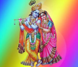 Radha Krishna Rainbow Aesthetic Picture Wallpaper