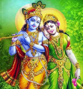 Radha Krishna With Trees Picture Wallpaper