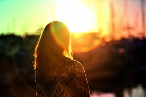 Rainbow Sunset Girl Alone alone girl wallpaper