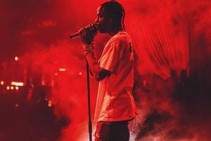 Rapper Travis Scott surrounded by his fans travis scott wallpaper