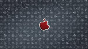 Red Apple Logo With Snowflakes apple logo wallpaper
