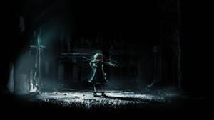 Red-Eyed Little Dark Anime Girl dark anime wallpaper