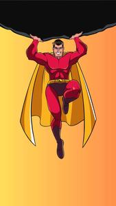 Red Superhero Carrying Boulder Background superhero wallpaper
