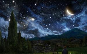 Reflection of the Crescent Moon moon wallpaper