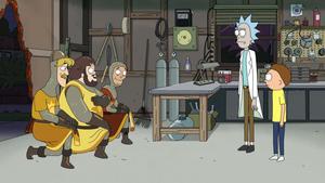 Rick and Morty doing what they do best: getting up to antics. rick and morty wallpaper