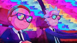 Rick And Morty In Black Suits rick and morty wallpaper