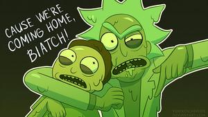Rick and Morty swimming in a pool of green slime rick and morty wallpaper
