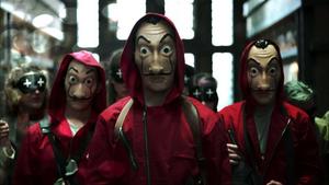 Robbers attempt to steal from the Bank of Spain money heist wallpaper