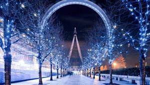 Romantic winter stroll in the park. winter wallpaper