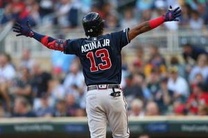 Ronald Acuna Jr. Blue Uniform ronald acuna jr wallpaper