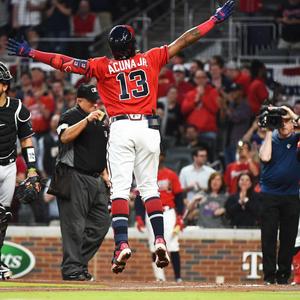 Ronald Acuna Jr. Victory Jump ronald acuna jr wallpaper
