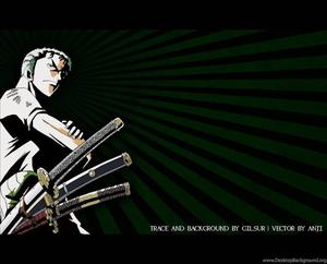Roronoa Zoro posing with his iconic green bandana and three swords zoro wallpaper