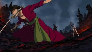 Roronoa Zoro, the greatest swordsman in the world, defeatig the powerful AIN. zoro wallpaper