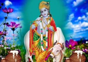 Sacred Interaction between Krishna and Arjun krishna arjun wallpaper