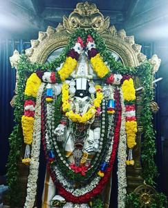 Sacred Statue of Lord Venkateswara Adorned with Floral Garlands lord venkateswara wallpaper