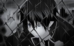 Sad Anime Boy Mournfully Sitting In The Rain sad anime wallpaper