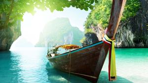 Sail Away to Explore the Blue Beach 8k wallpaper
