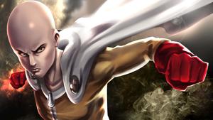 Saitama, the One Punch Man, is prepared to face any enemy! one punch man wallpaper