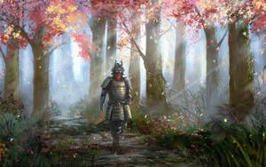 Samurai in the Garden of Heaven samurai wallpaper