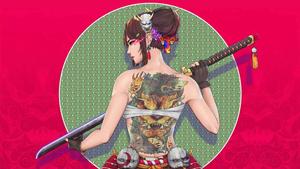 Samurai warriar wielding katana sword samurai wallpaper