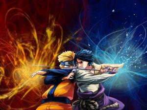 Sasuke Uchiha Vs. Naruto Uzumaki: Two Rivals Faceoff naruto shippuden wallpaper