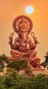 Scenic Ganesh Mobile Against a Setting Sun ganesh mobile wallpaper