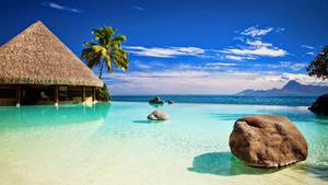 Serene Beachside Hut Haven beach wallpaper