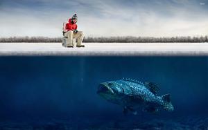 Serene Fishing Experience on a Calm Lake Wallpaper