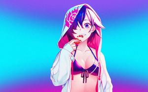 Sexy Anime Bikini And Hoodie sexy anime wallpaper