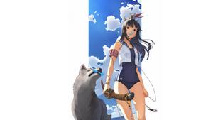 Sexy Anime Girl And Wolfa sexy anime wallpaper