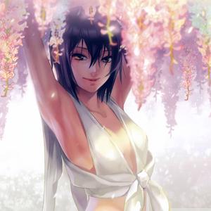 Sexy Anime Girl With Flowers sexy anime wallpaper