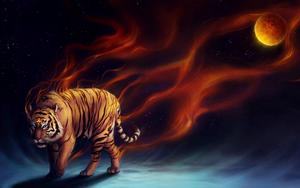 Shimmering in the Moonlight tiger wallpaper