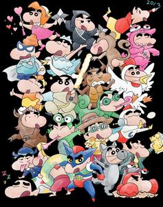Shin Chan Characters Collage Wallpaper