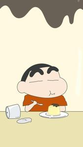 Shinchan Aesthetic Eating Pudding shinchan aesthetic wallpaper